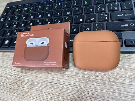 Чохол для навушників AirPods 3, силіконовий, brown, фото 3