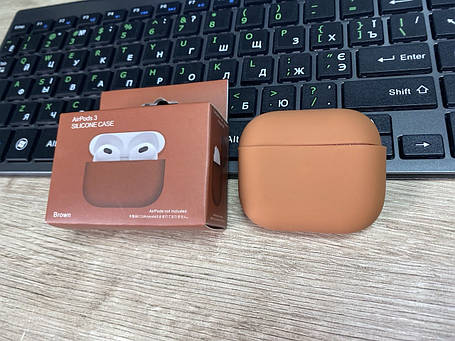 Чохол для навушників AirPods 3, силіконовий, brown, фото 1