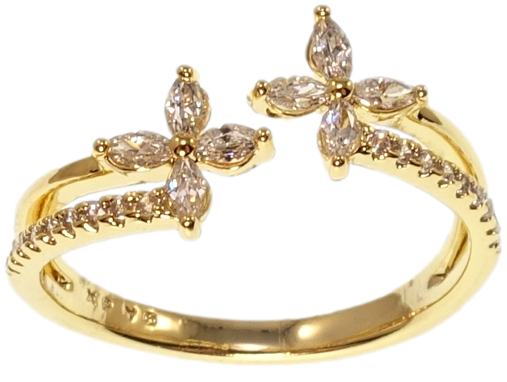 Каблучка Xuping QQMM Позолота 14K "Кристальні квіточки" р.16-17
