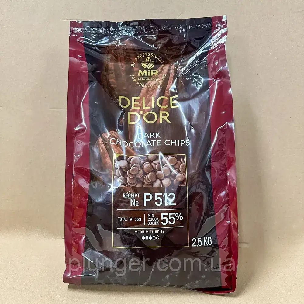 Шоколад чорний Delice D`OR, ТМ Мир (55%, 2,5 кг), фото 1