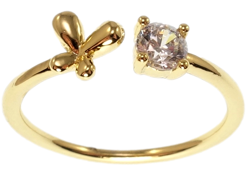 Каблучка Xuping QQMM Позолота 14K "Метелик з кристалом" р.16-17