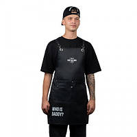 Брендований фартух, кухонний для кухаря, Чорний, робочий чоловічий, з кишенею