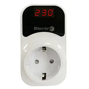 Реле контролю напруги в розетку побутове РП з чорним дисплеєм цифрове 16А 150-210В 230-280В ElectrO