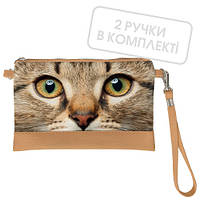 Клатч через плече Мордочка кота (горіховий) 25x15 см (KL_14S035_OR)