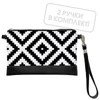 Клатч через плече Чорно-білий геометричний ромб 25x15 см (KL_21M004_BL)