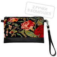 Клатч через плече Квіткова вишивка (принт чорний) 25x15 см (KL_21M007_BL)
