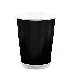 Стакан паперовий 400 мл - 350 ЄВРО подвійний 1 упак 20шт, Чорний
