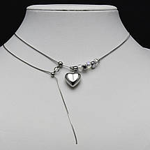 Ланцюжок короткий плетення снеик колір срібло сталь 316L кулон сердечко намистини ланцюжок завдовжки 45 см тлщн 1 мм, фото 4