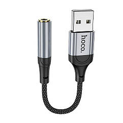 Перехідник Hoco LS36 Sound Card USB to AUX 3.5 mm (female) 12 cm Колір Чорний