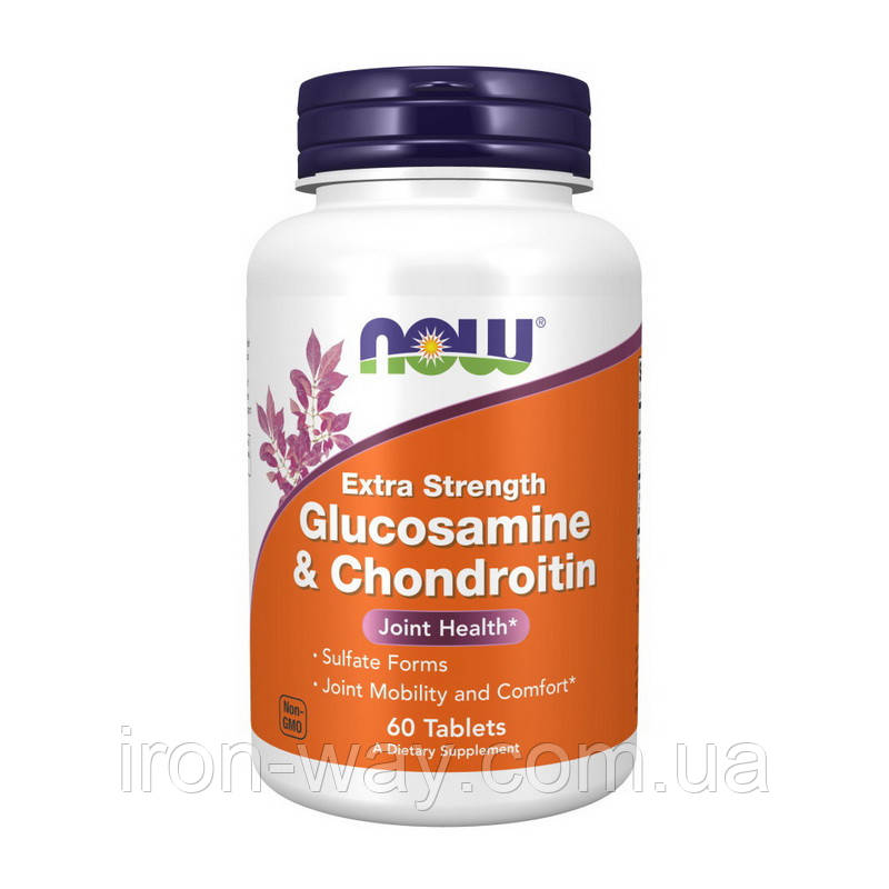 NOW Glucosamine & Chondroitin extra strength (60 tabs), фото 1