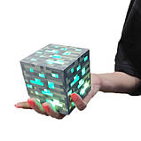 Нічник Майнкрафт Алмаз Minecraft Diamond у формі куба акумуляторна Блакитна, фото 3