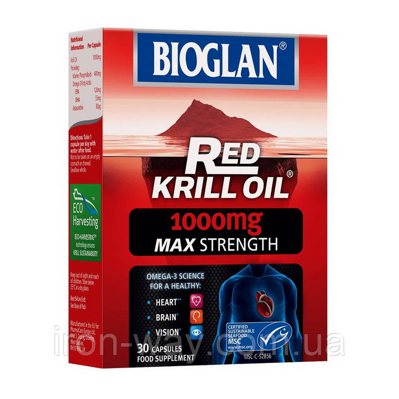Bioglan Max Strength Red Krill Oil 1000 mg (30 caps), фото 1