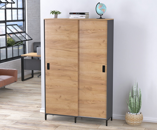 Шафа офісна розсувна LS 1200-1900 антрацит ТМ Loft design, фото 1