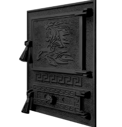 Чавунні топкові дверцята спарка без скла для каміна, печі, барбекю Iron Fire VERSACE WG 370x485