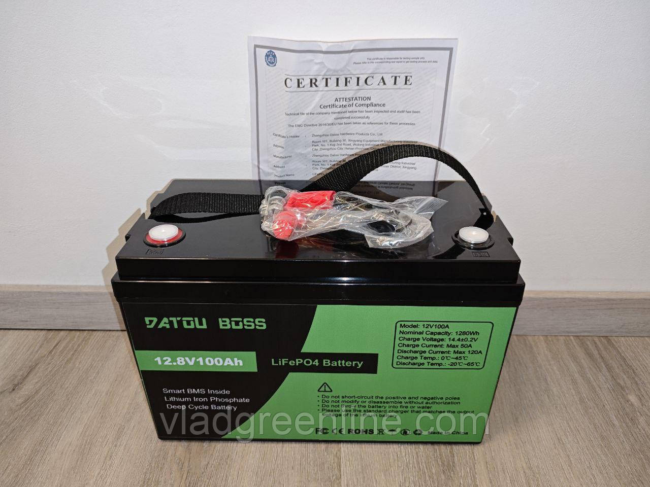 Акумулятор LiFePO4 100Ah 12V BMS 4000+ циклів зарядки (літій-залізо-фосфатний) Datou Boss