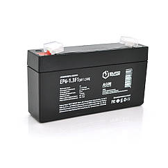 Акумуляторна батарея EUROPOWER AGM EP6-1.3F1 6 V 1.3 Ah (95 x 25 x 50 (55) ), 0.25 kg Black Q40