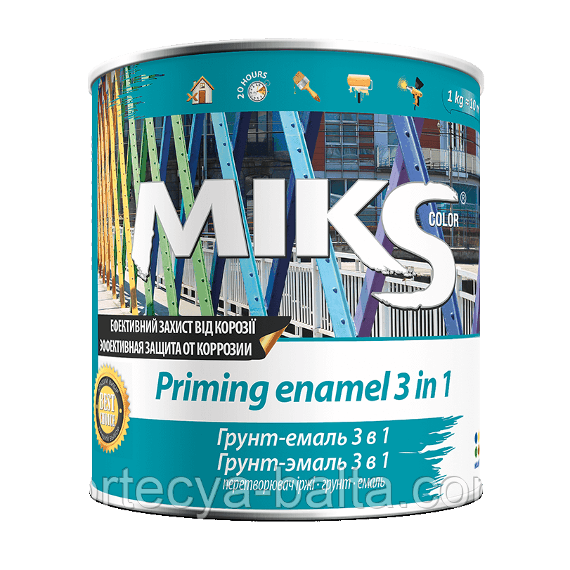 Грунт-емаль 3 в 1 MIKS Color шоколадно-коричневий 0,8 кг, фото 1