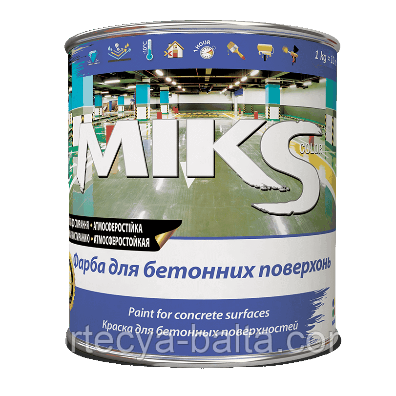 Емаль MIKS Color для бетонних поверхонь біла 3кг, фото 1