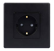 Розетка 1DAL | Чорний з З/К + Шторки (P86-ST.BL), фото 2