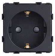 Розетка 1DAL | Чорний з З/К + Шторки (P86-ST.BL), фото 4