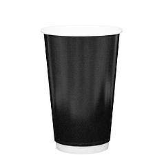 Стакан паперовий 500 мл - 450 ЄВРО подвійний 1 упак- 30 шт, Чорний