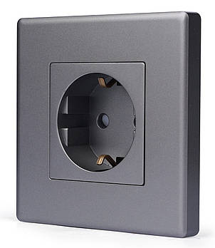 Розетка 1DAL | Сірий з З/К + Шторки (P86-ST.GR)