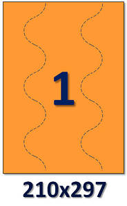 Помаранчеві (оранжеві) флуоресцентні етикетки на А4: 1 шт. Розмір: 210х297 мм.