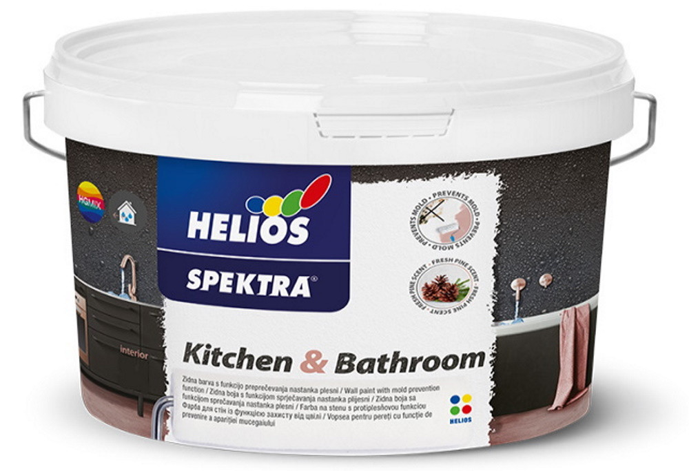 Фарба вологостійка для стін вологих приміщень SPEKTRA Kitchen and Bathroom біла, 2л