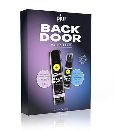 Подарунковий набір pjur BACK DOOR Value Pack: силіконове мастило 100 мл і розслаблювальний спрей 20 мл, фото 1