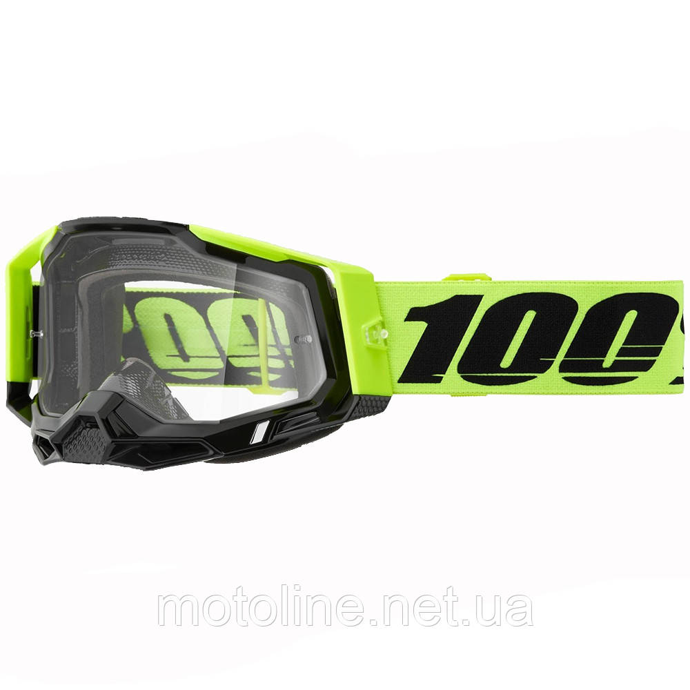 Окуляри 100% Racecraft 2, неонові жовті, прозора лінза
