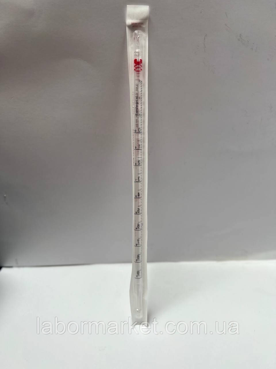 Серологічна піпетка 10мл, інд. уп., помаранчова мітка, стер., фото 1