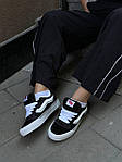 Чоловічі кеди Vans Knu Skool Black/White Premium (чорно-білі) низькі повсякденні кеди VA003 Ванс топ, фото 5