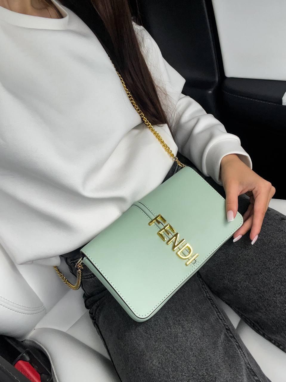 Жіноча сумка Fendi (м'ятна/світло-зелена) красива стильна сумочка art0363 vkross