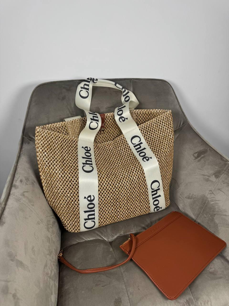 Жіноча сумка Chloe (бежева) стильна текстильна містка сумка Gi11484 vkross