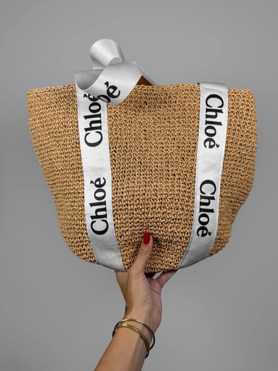 Жіноча сумка Chloe (бежева) елегантна текстильна містка велика сумка Gi11499 vkross