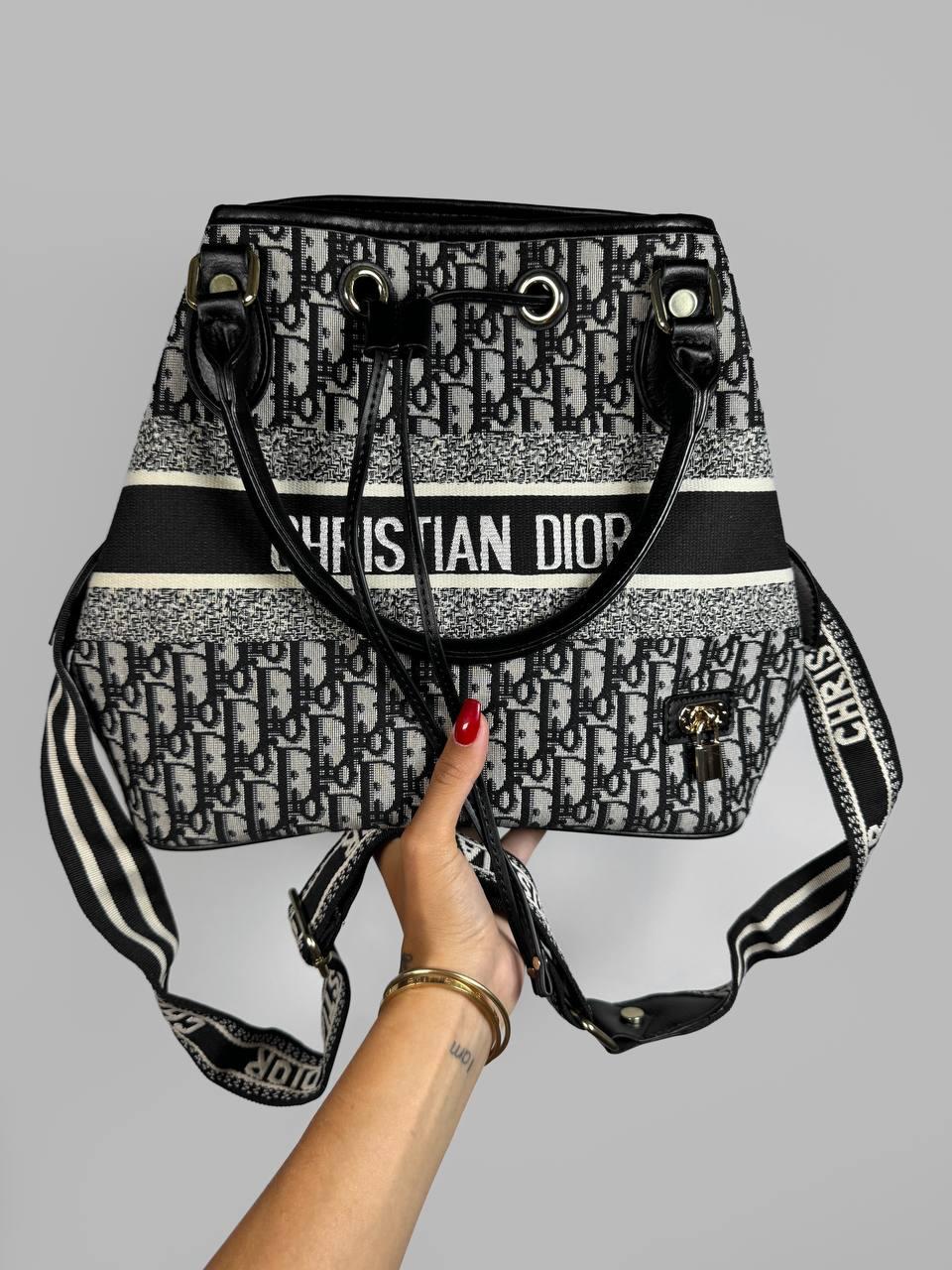 Жіноча сумка Dior Premium (сіра з чорним) стильна містка сумка Gi11492 vkross