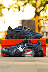 Чоловічі кросівки Jound x New Balance 990 V4 "Navy/Black" (чорні) спортивні кроси 1112 НБ vkross