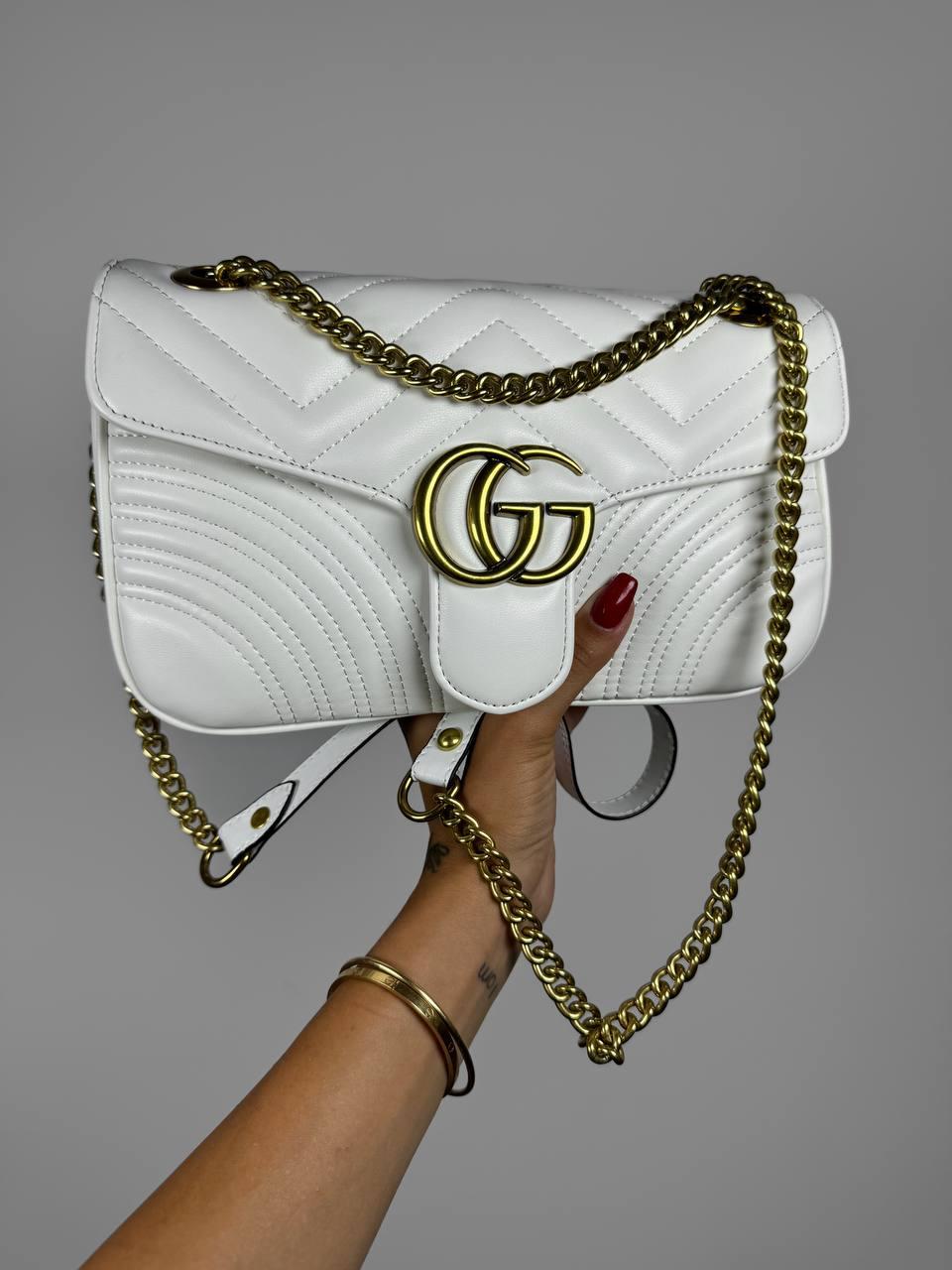 Жіноча сумка Gucci Premium (біла) красива повсякденна сумочка на ланцюжку Gi11514 vkross, фото 1