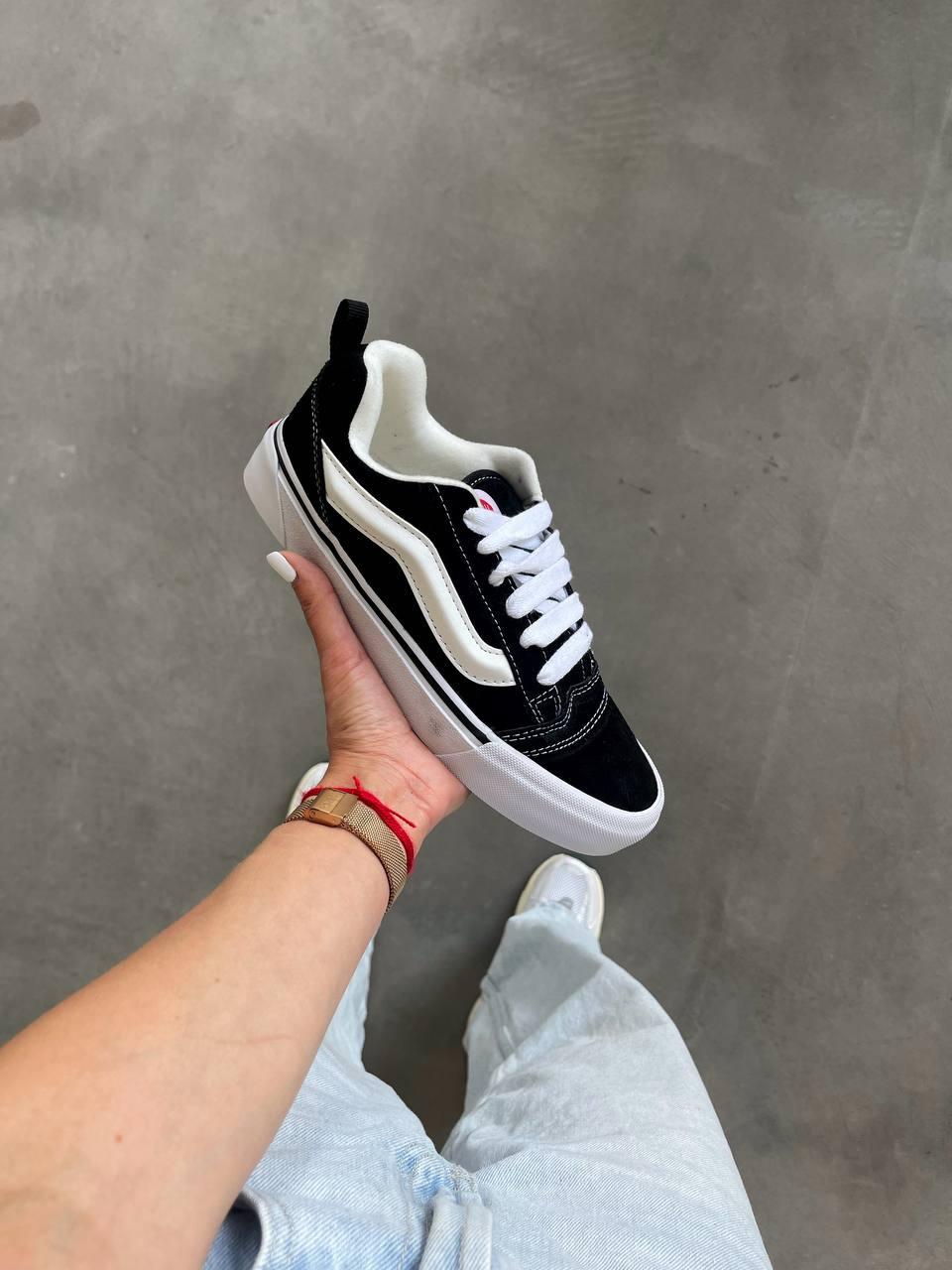 Чоловічі кеди Vans KNU School Black/White Premium (чорно-білі) повсякденні кеди OS0069 Ванс топ, фото 1