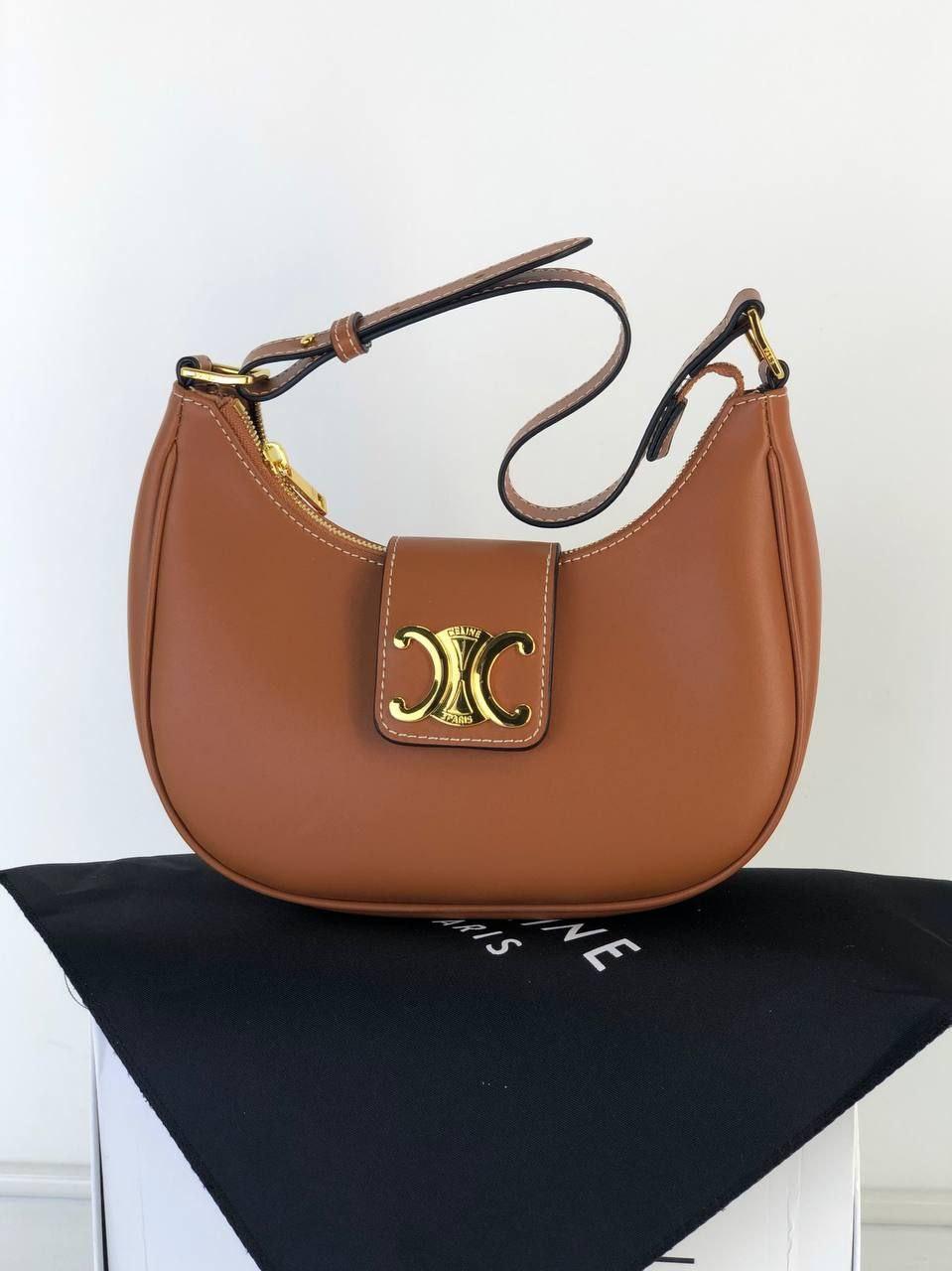 Жіноча сумка Celine Medium Ava Triomphe Bag in Smooth Calfskin Tan (коричнева) вишукана сумочка PD7646 vkross