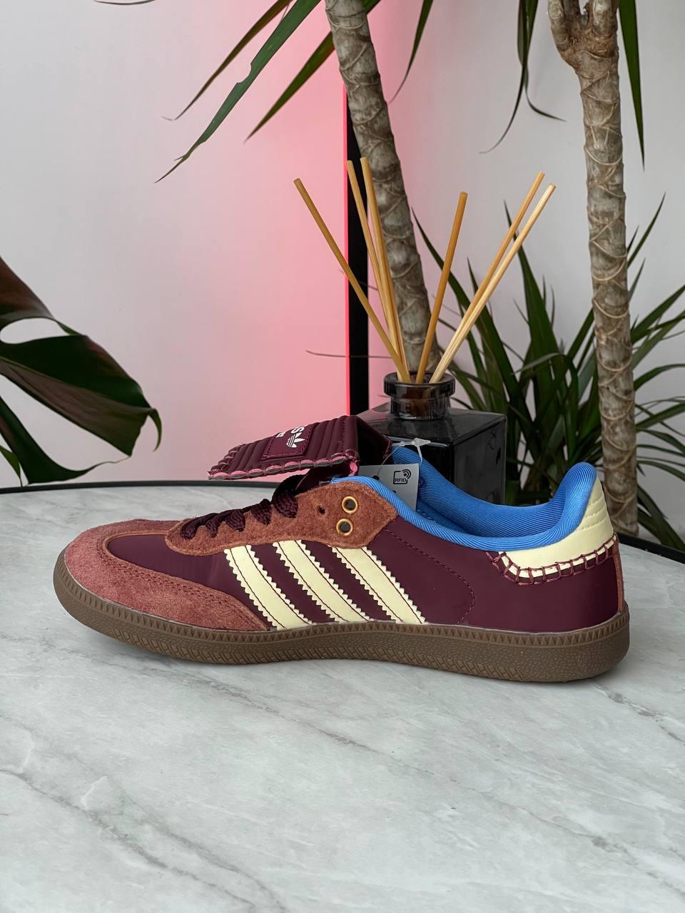 Жіночі демісезонні кросівки Wales Bonner X Adidas Samba Nylon 'Fox Brown' (бордові) стильні 1372 Адідас vkross