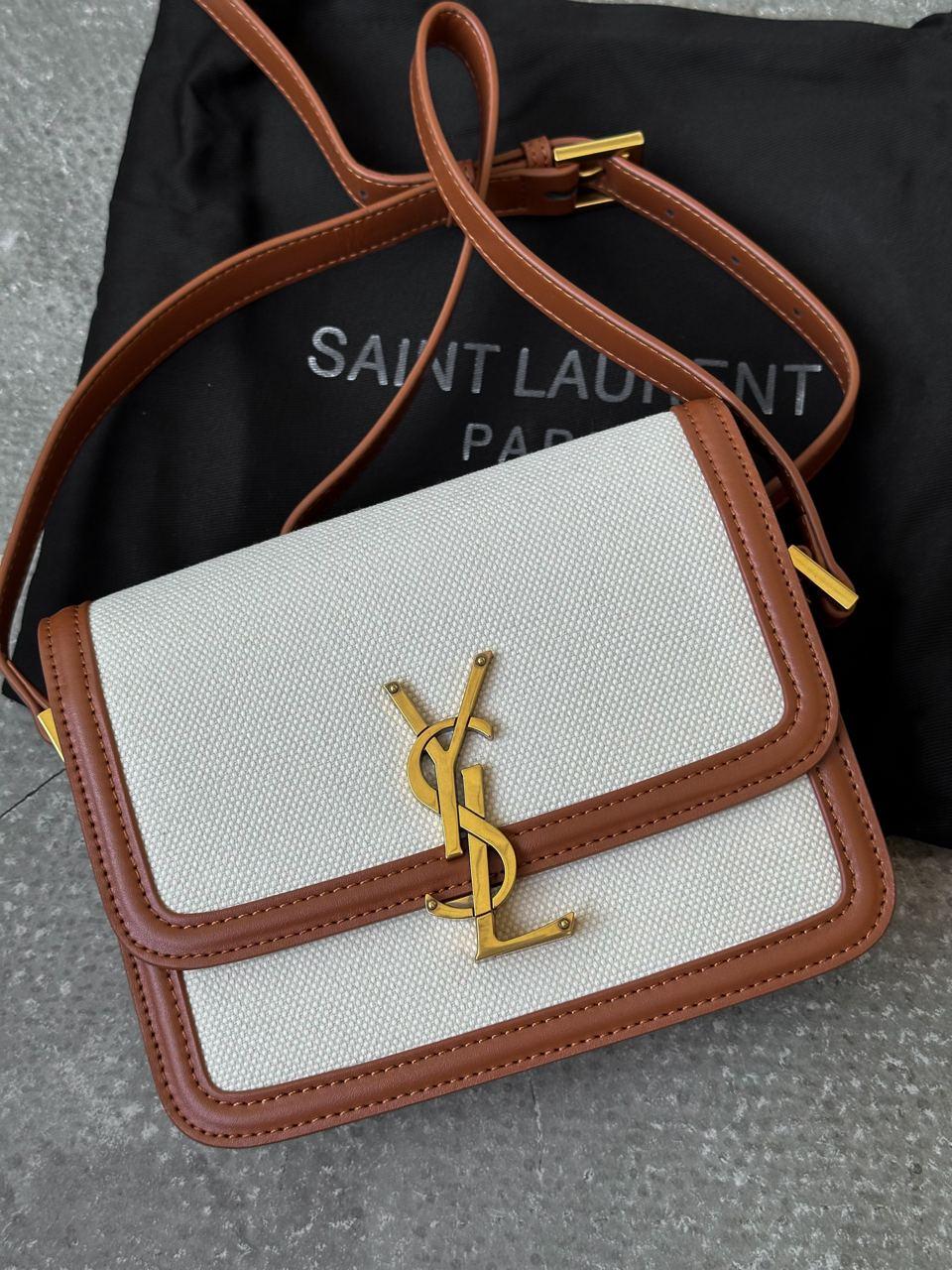 Жіноча сумка Yves Saint Laurent (бежева з коричневим) маленька повсякденна сумочка art0312 vkross, фото 1
