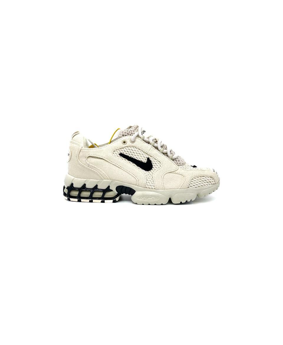 Чоловічі кросівки Nike x Stussy Air Zoom Spiridon Cage 2 (білі з чорним) стильні D552 Найк vkross, фото 1