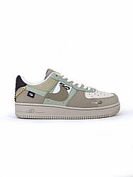 Чоловічі кросівки Nike Air Force 1 tan low bling (бежево-зелені) стильні кросівки 7635 Найк vkross