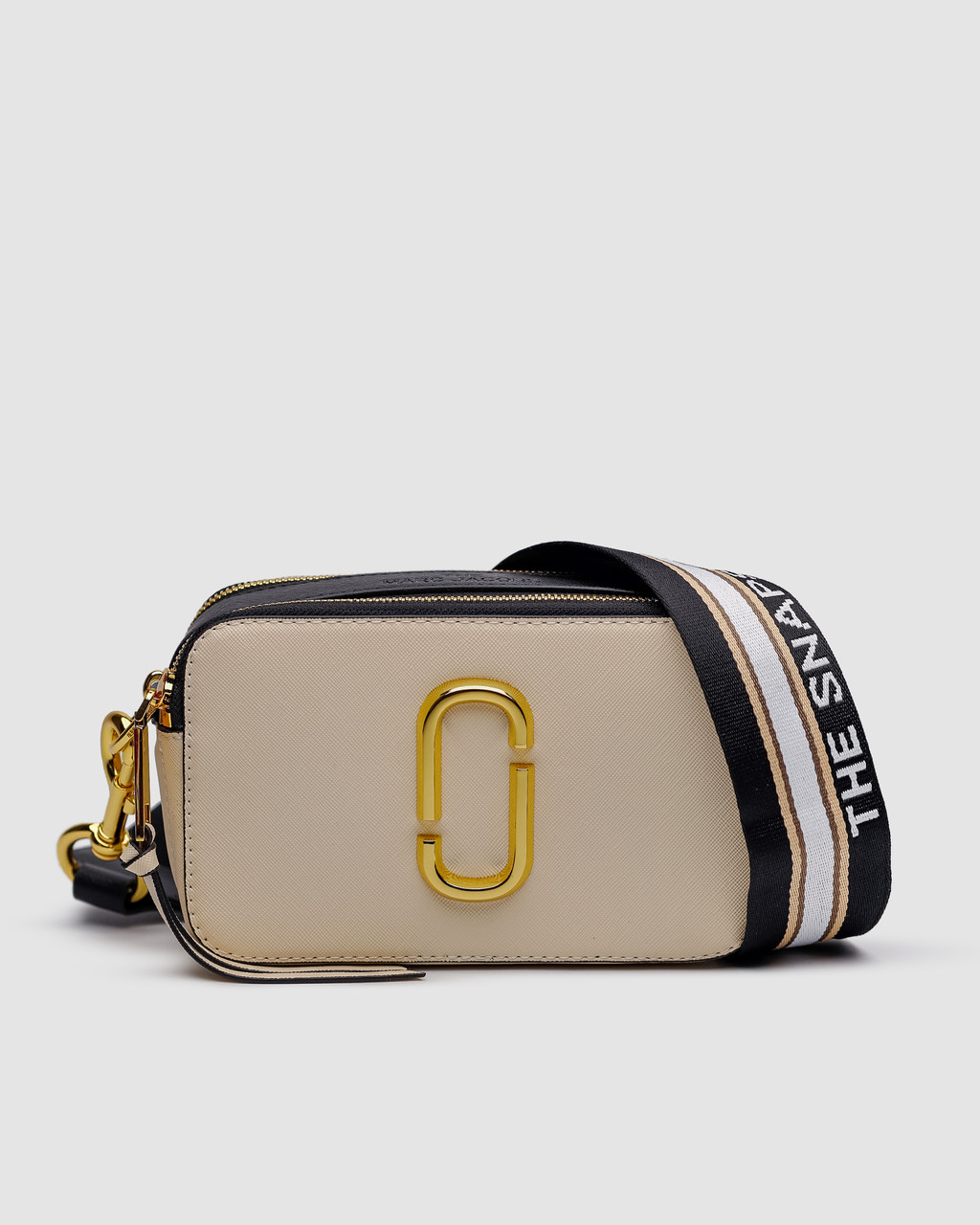 Жіноча сумка Marc Jacobs The Snapshot Cream/Black (бежева) маленька молодіжна стильна сумочка KIS99431 vkross