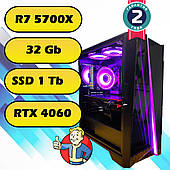Игровой компьютер AMD Ryzen 7 5700X (8 x 4.6 GHz) + 32Gb DDR4 + SSD 1000 Gb + RTX 4060 8Gb