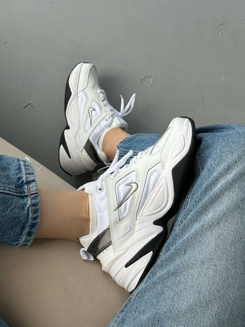 Чоловічі кросівки Nike M2K White/Black (білі з чорним) спортивні стильні кросівки N0036 Найк vkross, фото 1