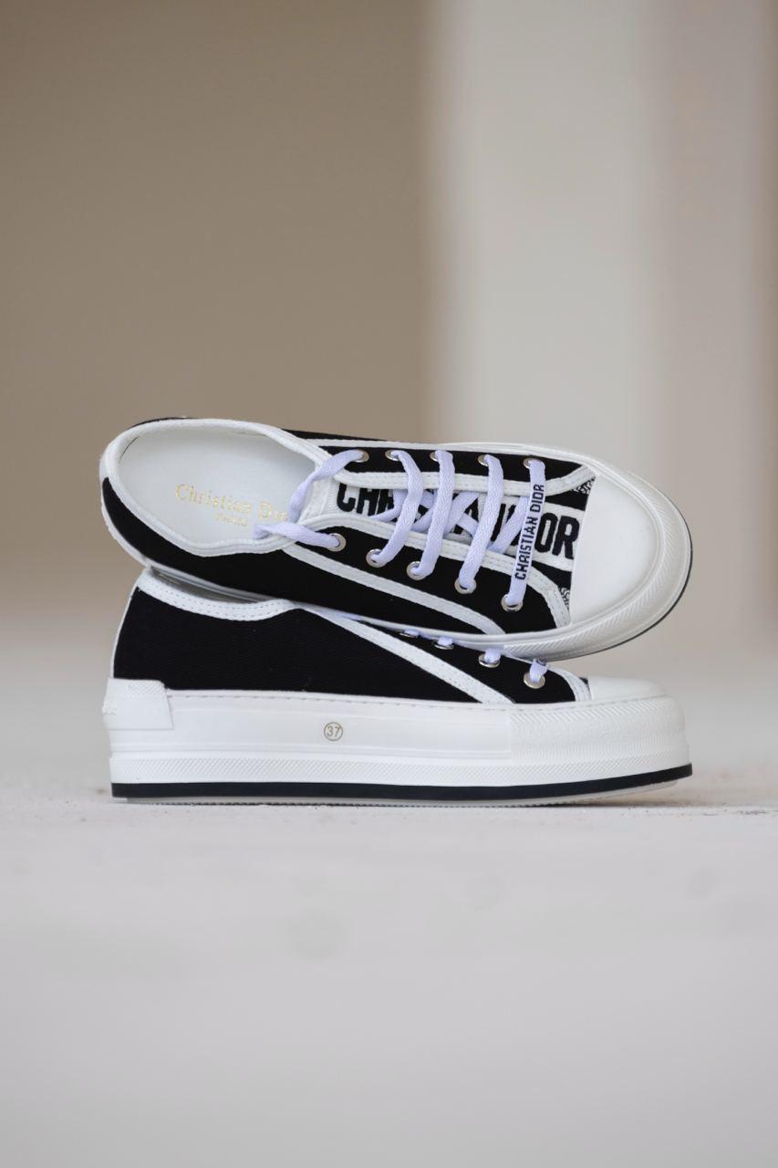 Жіночі кеди Christian Dior Walk'n' Dior Black White Platform (чорно-білі) стильні art1160 Діор vkross