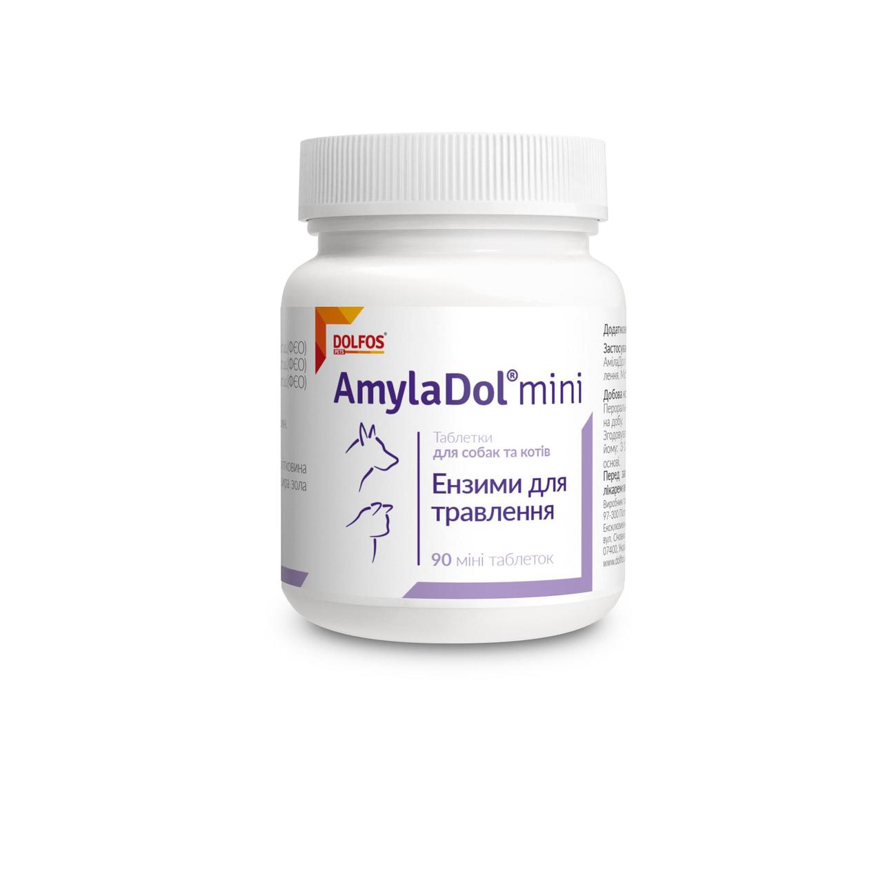 АмілаДол Міні Долфос добавка при розладах травлення для кішок та собак , 90 пігулок
