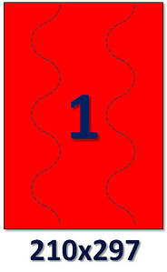 Червоні флуоресцентні етикетки на А4: 1 шт. Розмір: 210х297 мм.